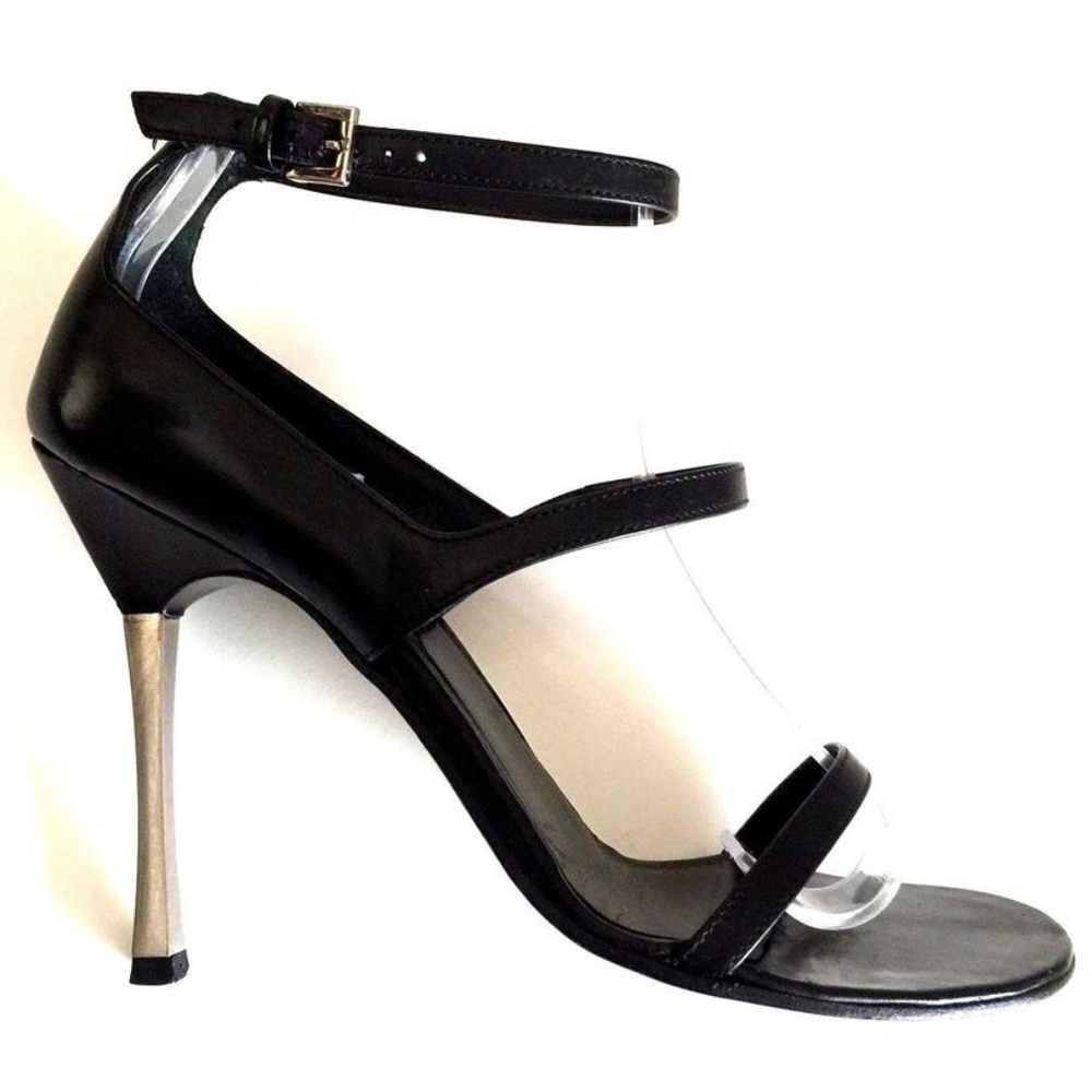 Gucci Black Strappy Leather w/ Metal Heels